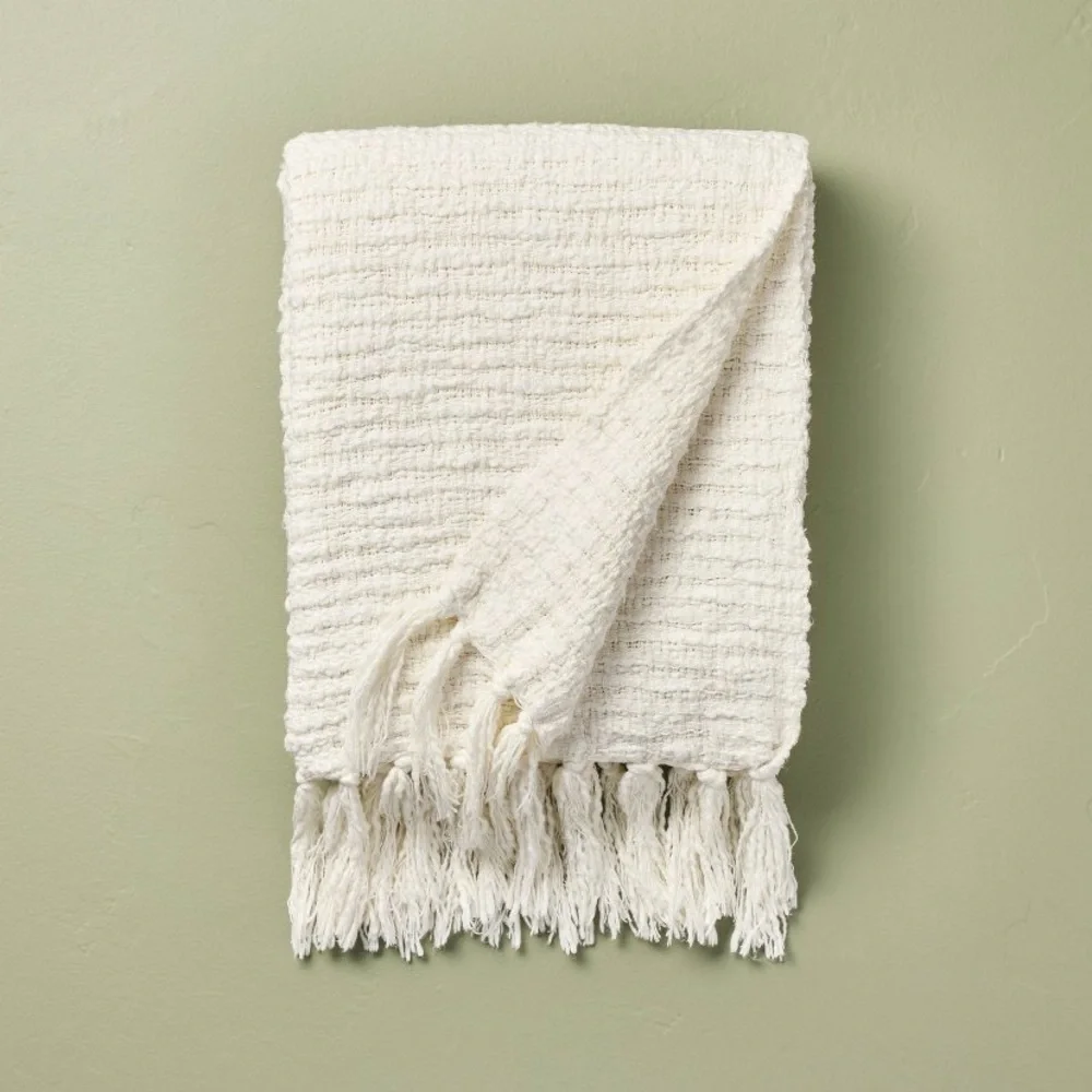 Textured Woven Throw Blanket Sour Cream - Hearth & Hand™ with Magnolia new 🆕